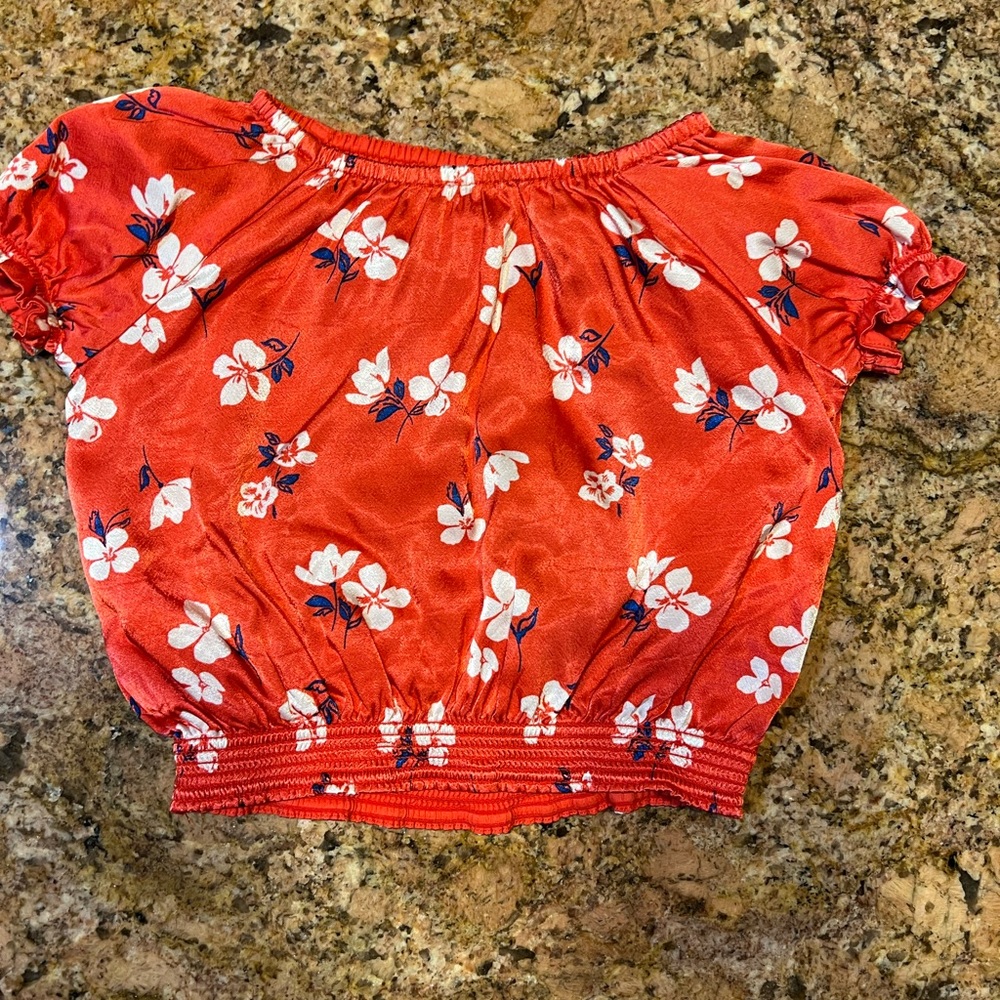 Janie and Jack pre owned gently worn red floral blouse size 18-24 months